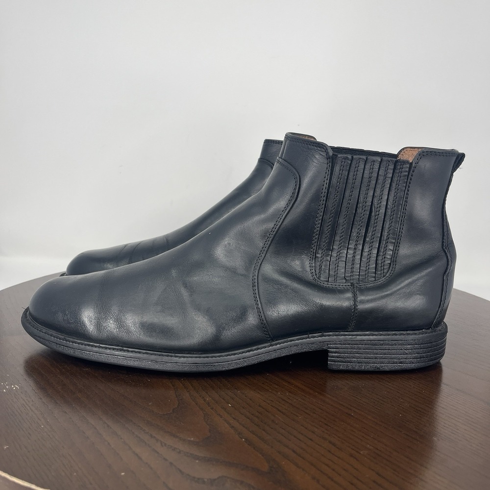 Johnston & Murphy XC4 Boots Men 11.5M Black Sheepskin Chelsea Dual Width Pull On